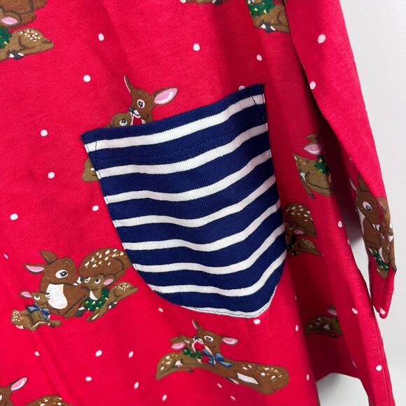 Mini Boden Printed Tunic Rockabilly Red Festive Deer 5-6 NWT - Picture 3 of 6